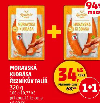 Moravská klobása Řezníkův talíř