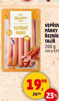 Párky vepřové Řezníkův talíř