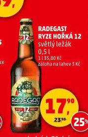 Pivo světlý ležák 12° Ryze hořká Radegast