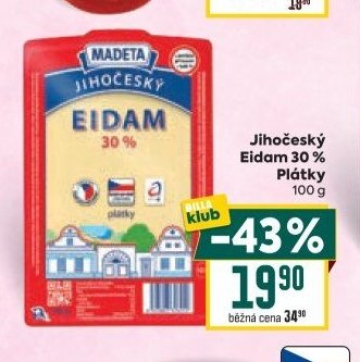 Jihočeský Eidam 30% Plátky