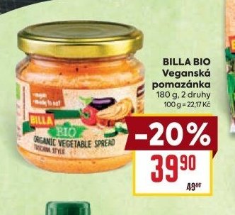 BILLA BIO Veganská pomazánka