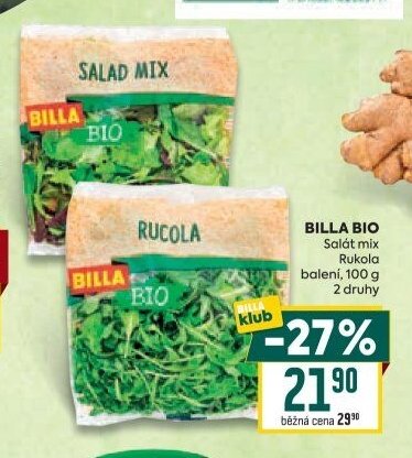 BILLA BIO Salát mix Rukola