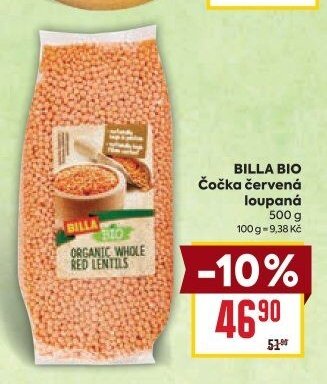 BILLA BIO Čočka červená loupaná