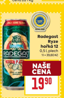 Pivo světlý ležák 12° Ryze hořká Radegast