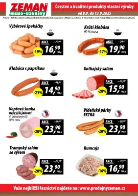 akční leták ZEMAN maso - uzeniny 8.9.2025-13.9.2025