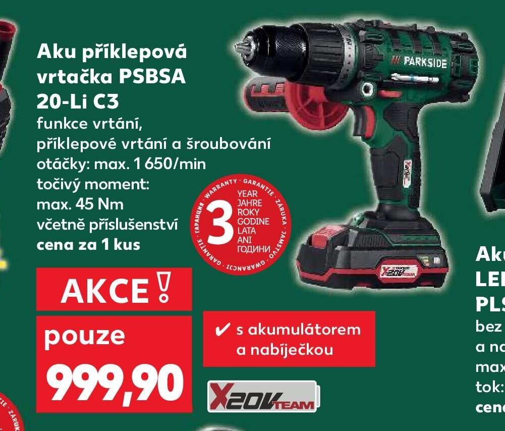 Aku příklepová vrtačka PSBSA 20-Li C3