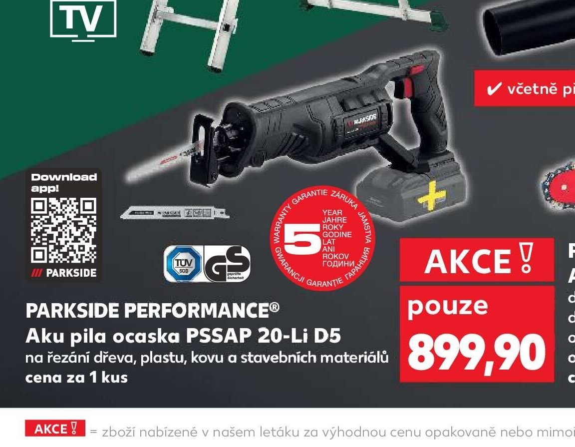 PARKSIDE PERFORMANCE Aku pila ocaska PSSAP 20-Li D5