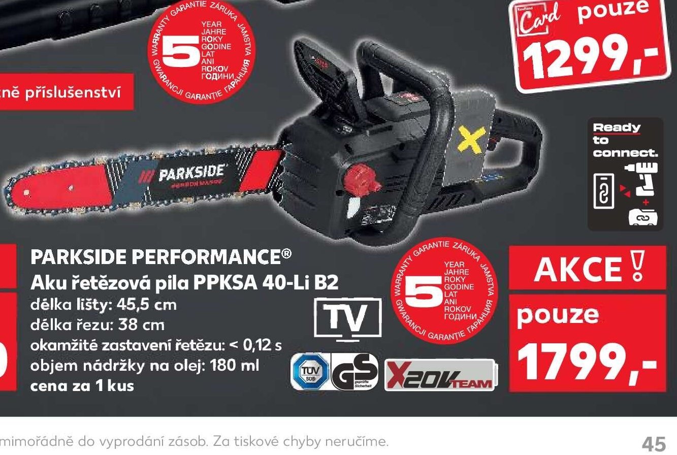PARKSIDE PERFORMANCE Aku řetězová pila PPKSA 40-Li B2