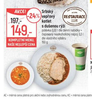 Srbský vepřový kotlet s dušenou rýží