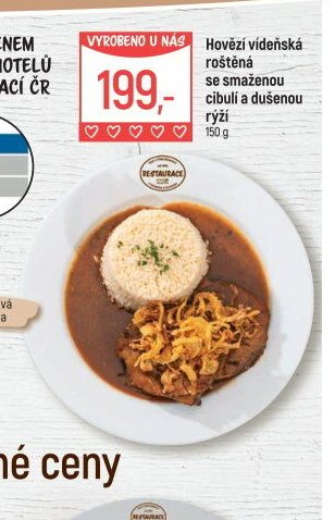 Hovězí vídeňská roštěná se smaženou cibulí a dušenou rýží - Globus akcniletaky.com
