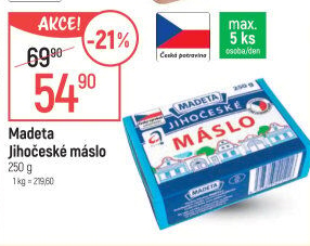 Máslo Jihočeské Madeta