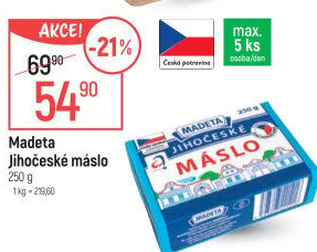 Máslo Jihočeské Madeta