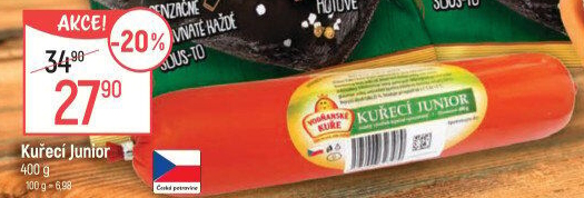 Salám Kuřecí junior Vodňanské kuře