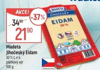 Sýr Eidam Jihočeský 30% Madeta