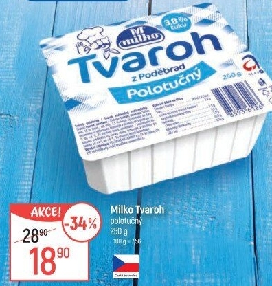 Tvaroh polotučný z Poděbrad Milko