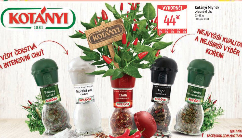 Mlýnek s kořením Kotányi