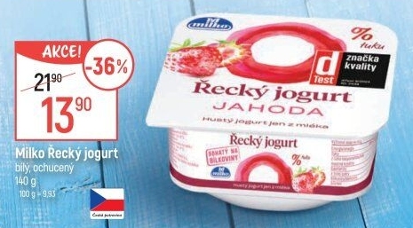 Ochucený jogurt řecký 0% Milko