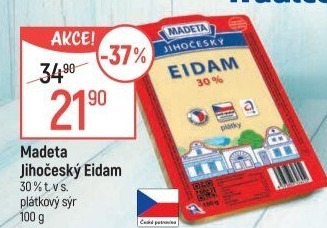 Sýr Eidam Jihočeský 30% Madeta