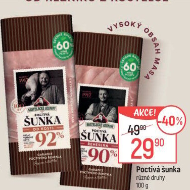 Šunka nejvyšší jakosti poctivá Kostelecké uzeniny