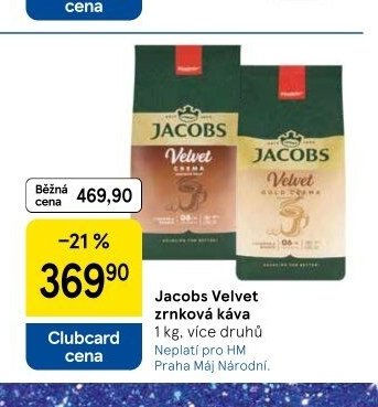 Jacobs Velvet zrnková káva