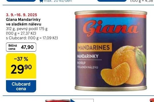 Giana Mandarinky ve sladkém nálevu