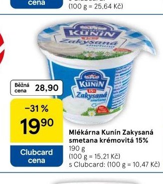 Mlékárna Kunín Zakysaná smetana krémovitá 15%