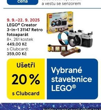 LEGO Creator 3-in-1 31147 Retro fotoaparát - Tesco akcniletaky.com