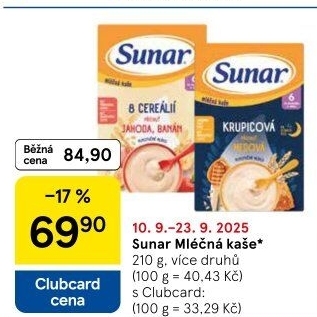 Kaše mléčná Sunar