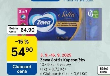 Papírové kapesníčky 4vrstvé Softis Zewa