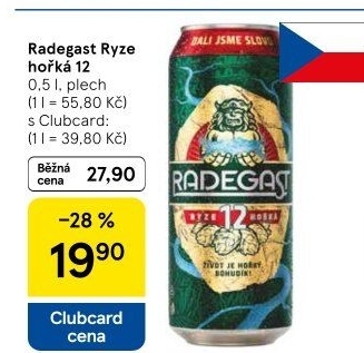 Pivo světlý ležák 12° Ryze hořká Radegast