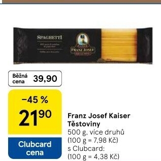 Těstoviny semolinové Exclusive Franz Josef Kaiser