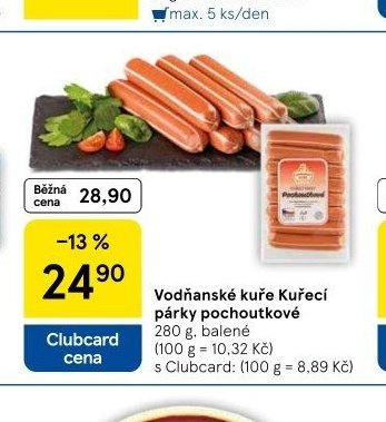 Vodňanské kuře Kuřecí párky pochoutkové