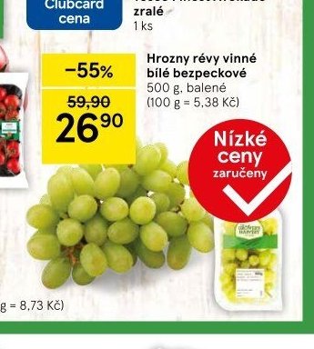 Hrozny révy vinné bílé bezpeckové 500 g, balené