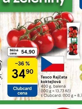 Tesco Rajčata koktejlová 400 g, balená