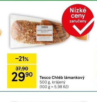 Tesco Chléb lámankový 500 g, krájený