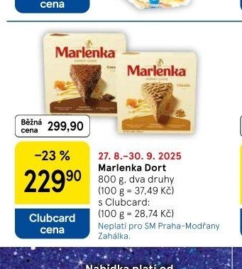 Marlenka Dort 800 g, dva druhy