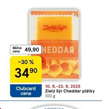 Zlatý Sýr Cheddar plátky