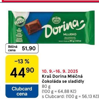 Čokoláda se sladidly Dorina Kraš