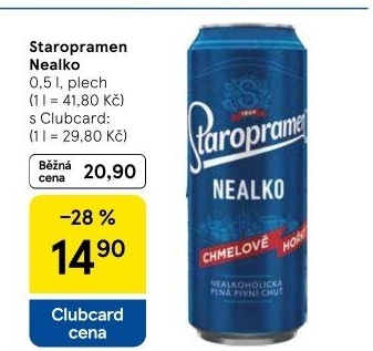 Nealkoholické pivo Staropramen