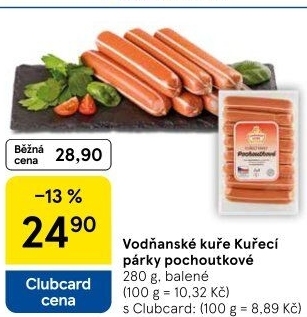 Párky kuřecí pochoutkové Vodňanské kuře