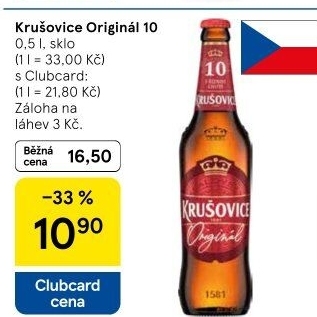 Pivo světlé výčepní Originál Královská 10° Krušovice