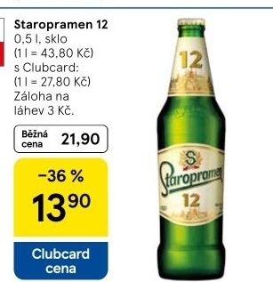 Pivo světlý ležák 12° Staropramen