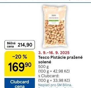 Pražené pistácie Tesco