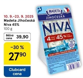 Sýr Niva Jihočeská 45% Madeta