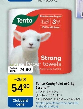 Utěrky kuchyňské 3vrstvé Strong Tento