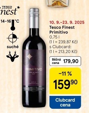 Víno Primitivo Terre di Chienti Tesco Finest