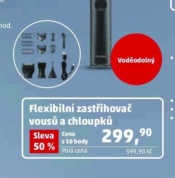 Flexibilní zastřihovač vousů a chloupků