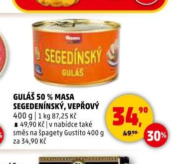GULÁŠ 50% MASA SEGEDÍNSKÝ, VEPŘOVÝ