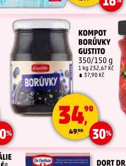 Kompot Borůvky Gustito, 350/150 g