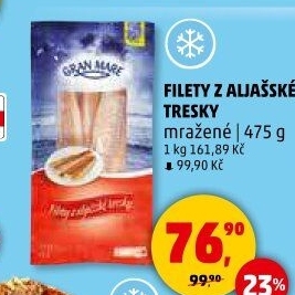 Aljašská treska filety mražená Gran Mare